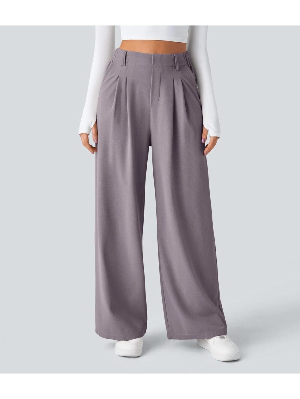 HALARA High Waisted Pocket Wide Leg Waffle Work Pants- XL Reg